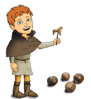 Der Kinderguide Frieder, ein Junge aus der Bergbausiedlung des frühen 13. Jahrhunderts, führt kleine Besucher durchs Museum Quelle: Miberz / Linda Burghardt
